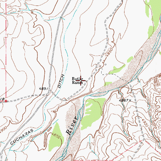 Topographic Map of Butler Ranch, CO