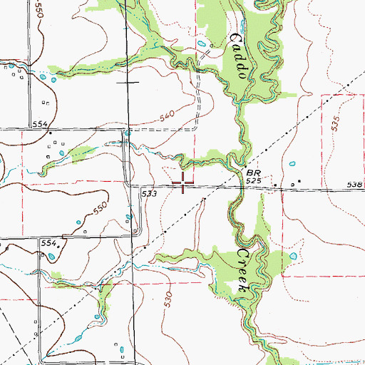 Topographic Map of Caddo Mills Division, TX