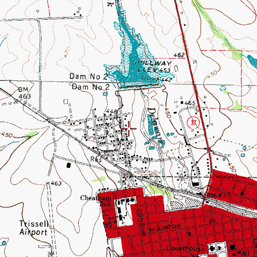 Topographic Map of Clarksville Division, TX