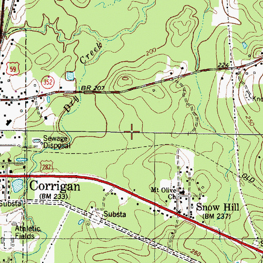 Topographic Map of Corrigan Division, TX