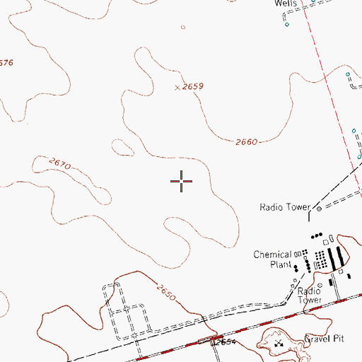 Topographic Map of Crane North Division, TX