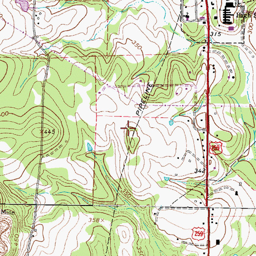 Topographic Map of Daingerfield Division, TX