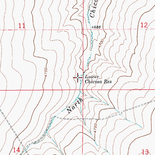 Topographic Map of Lower Chicosa Reservoir, CO