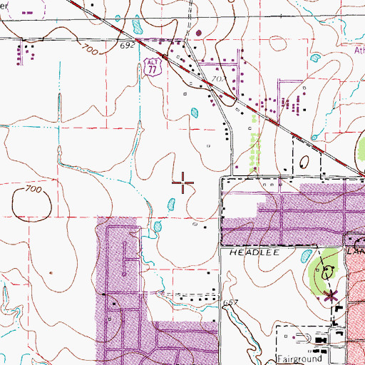 Topographic Map of Denton Division, TX