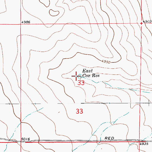 Topographic Map of East Cox Reservoir, CO