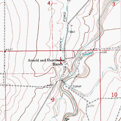 Topographic Map of Arnold and Harriman Ranch, CO