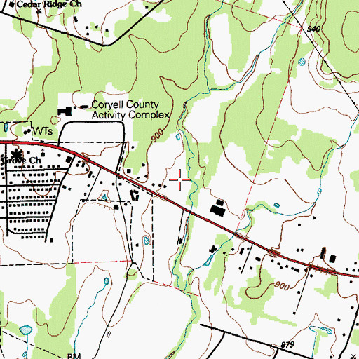 Topographic Map of Gatesville Division, TX