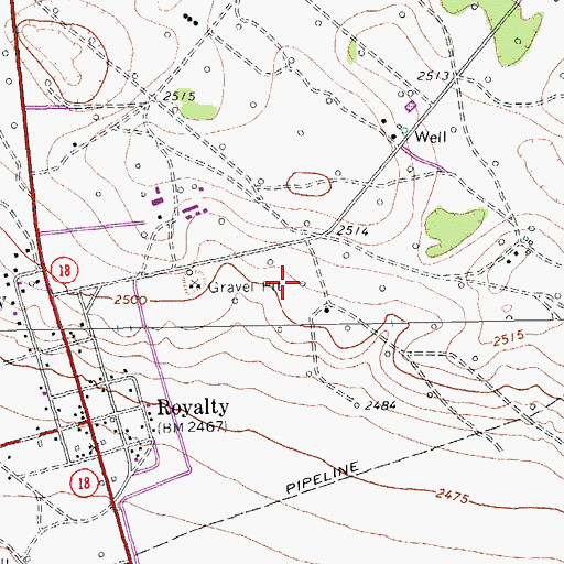 Topographic Map of Grandfalls Division, TX