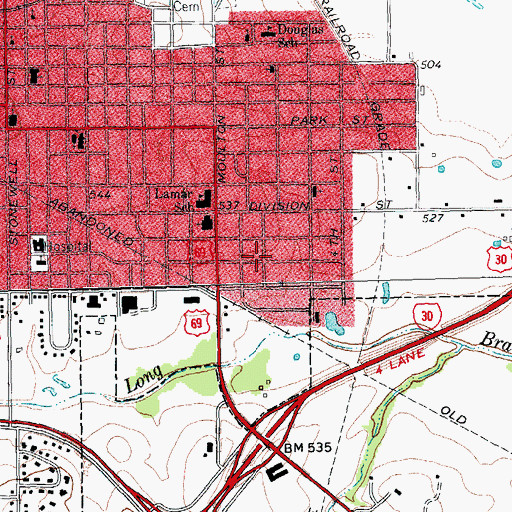 Topographic Map of Greenville Division, TX