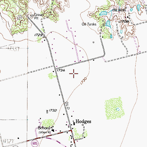 Topographic Map of Hawley-Noodle Division, TX
