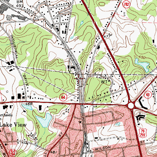 Topographic Map of Henderson Division, TX