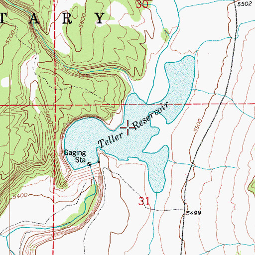 Topographic Map of Teller Reservoir, CO