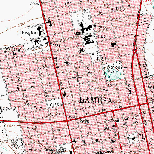 Topographic Map of Lamesa Division, TX