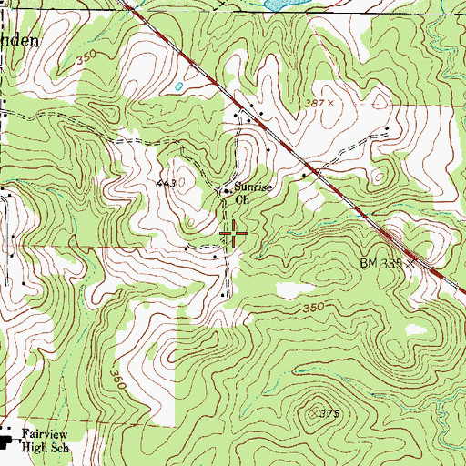 Topographic Map of Linden Division, TX