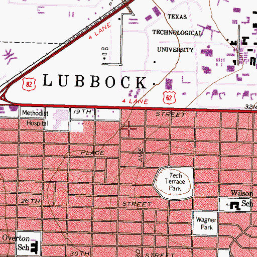 Topographic Map of Lubbock Division, TX