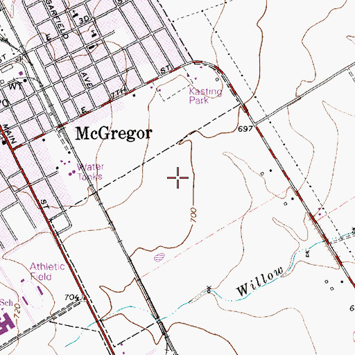 Topographic Map of McGregor Division, TX