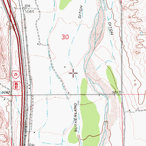 Topographic Map of Sutherland Ditch, CO