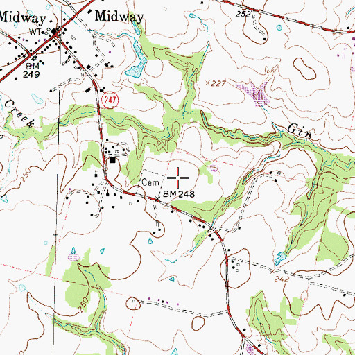 Topographic Map of Midway Division, TX