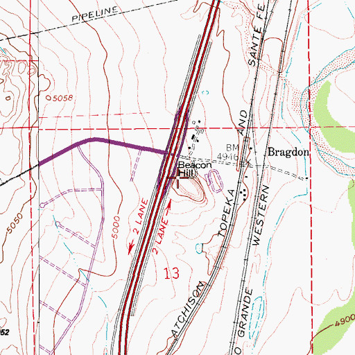 Topographic Map of Beacon Hill, CO
