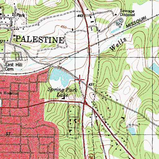 Topographic Map of Palestine Division, TX
