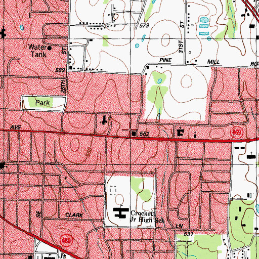 Topographic Map of Paris Division, TX