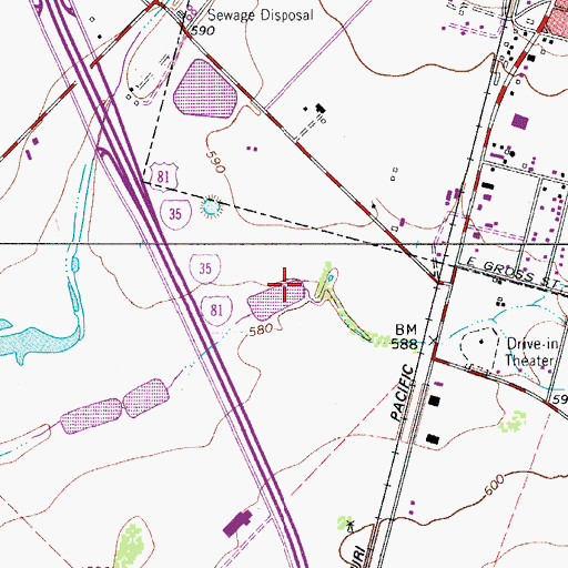Topographic Map of Pearsall Division, TX