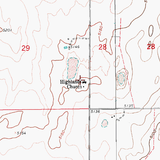Topographic Map of Highlands Church, CO