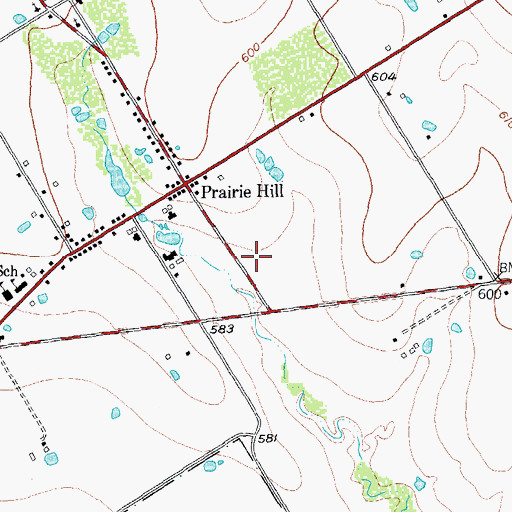 Topographic Map of Prairie Hill Division, TX