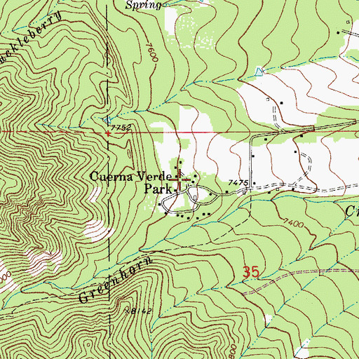 Topographic Map of Cuerna Verde Park, CO
