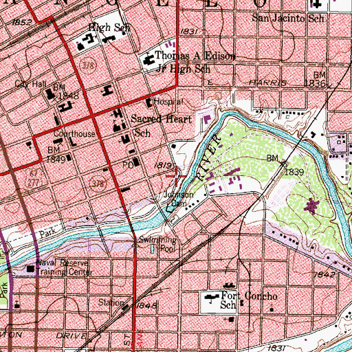 Topographic Map of San Angelo Division, TX