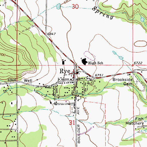 Topographic Map of Rye, CO