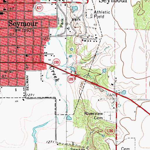 Topographic Map of Seymour Division, TX