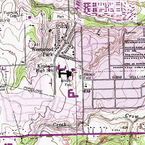 Topographic Map of Southwest Dallas Division, TX