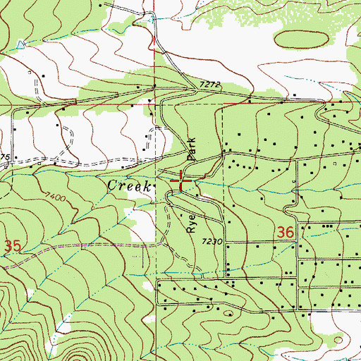 Topographic Map of Rye Park, CO