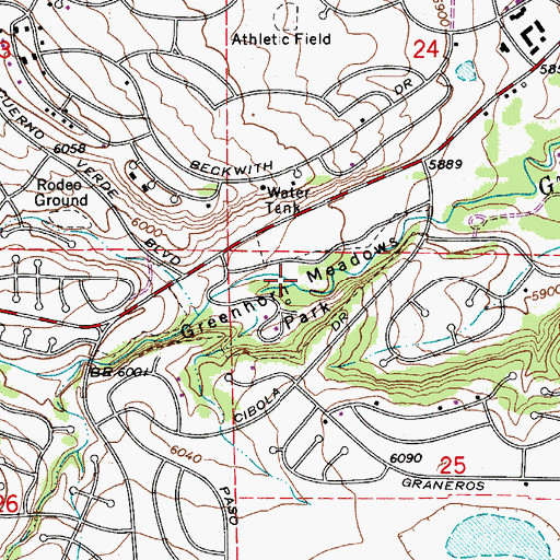 Topographic Map of Greenhorn Meadows Park, CO