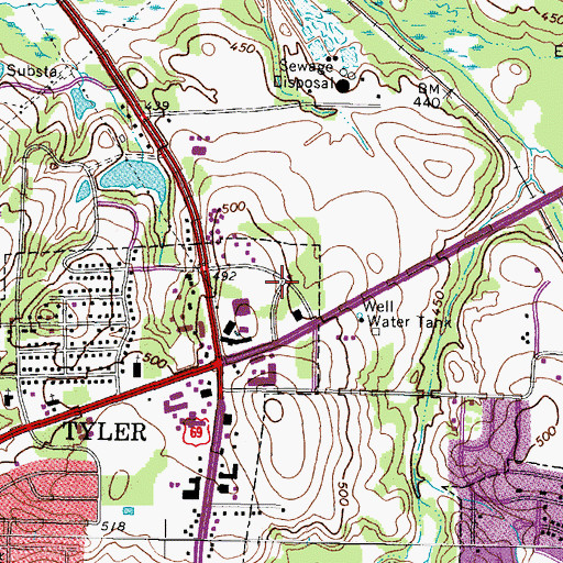 Topographic Map of Tyler Division, TX