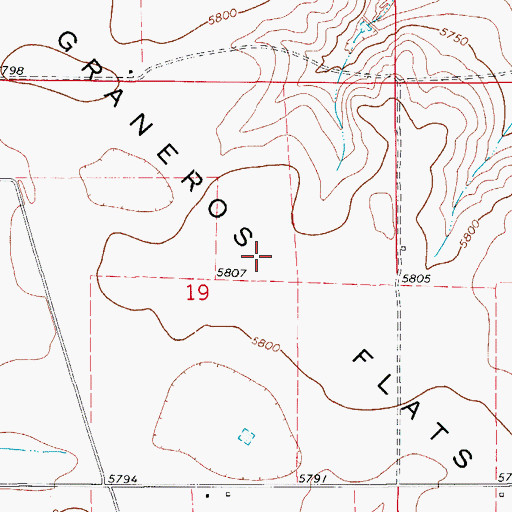 Topographic Map of Graneros Flats, CO