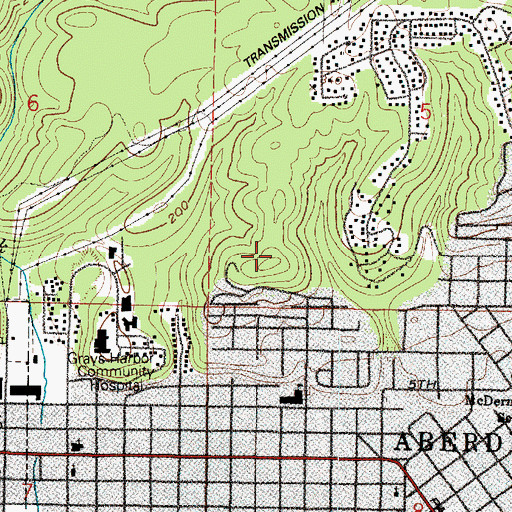 Topographic Map of Aberdeen-Hoquiam Division, WA