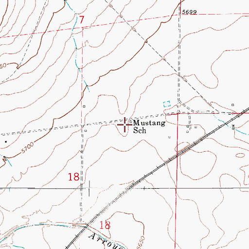 Topographic Map of Mustang School, CO