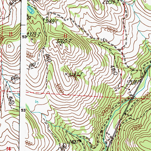 Topographic Map of Hunters-Gifford Division, WA