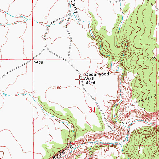 Topographic Map of Cedarwood Well, CO