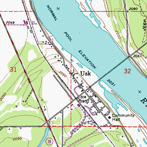 Topographic Map of Newport Division, WA