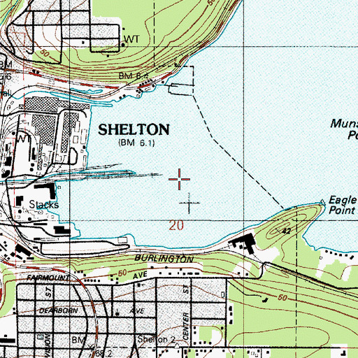 Topographic Map of Shelton Division, WA