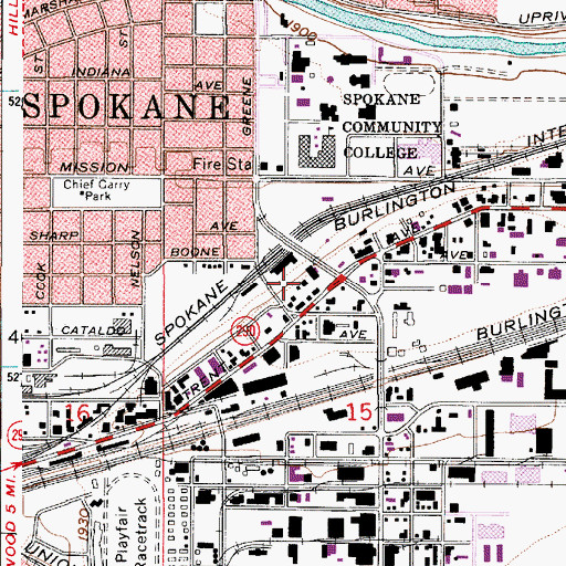 Topographic Map of Spokane Division, WA