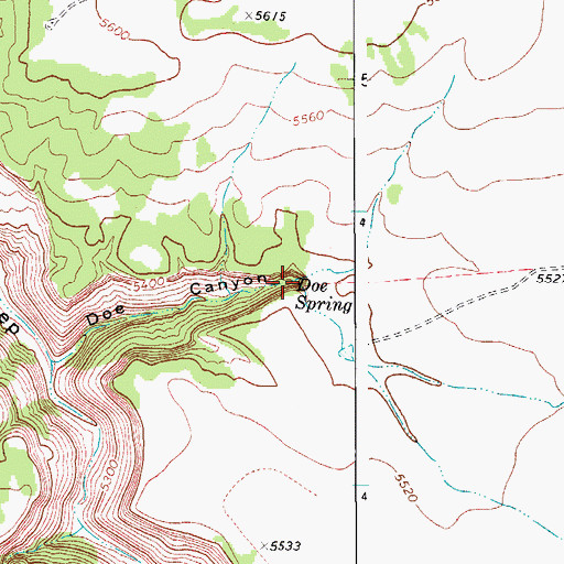 Topographic Map of Doe Spring, CO