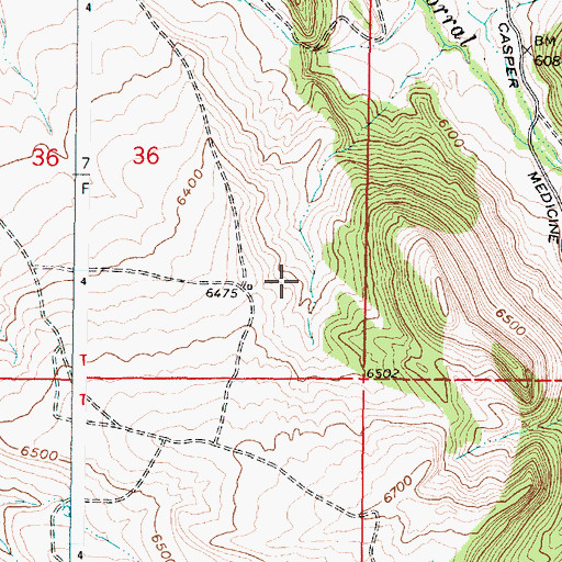Topographic Map of Casper South Division, WY