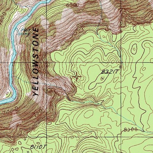 Topographic Map of Yellowstone National Park Division, WY