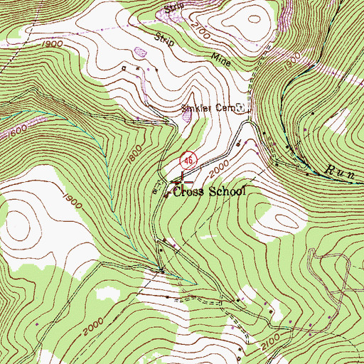 Topographic Map of Cross Charch, WV