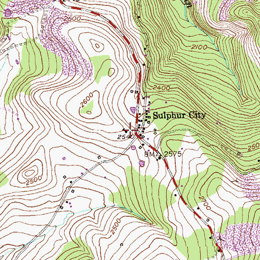 Topographic Map of Sulphur City Church, WV