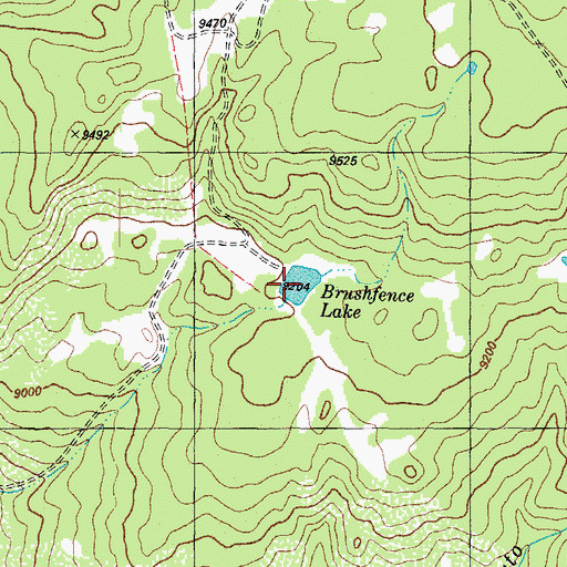 Topographic Map of Brushfence Lake, CO